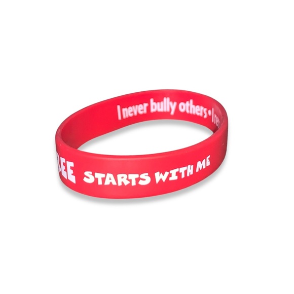 BULLY FREE RED RUBBER BAND BRACELET - Picture 2 of 4